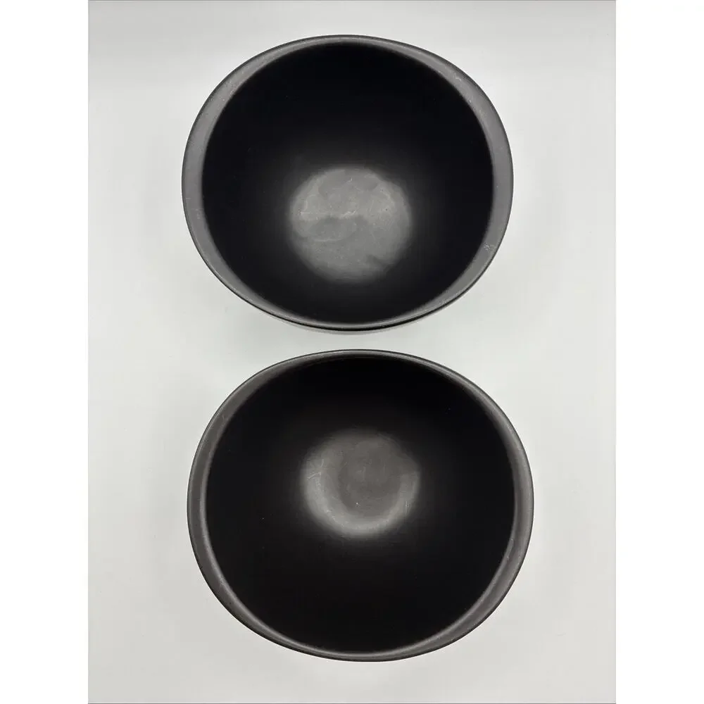 Pier 1 Modern Ebony Coupe Cereal Bowls Discontinued Made In Brazil Solid Black